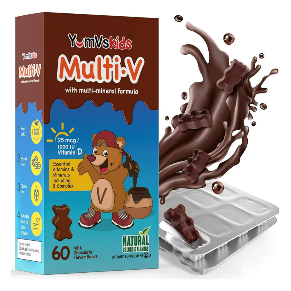 Yum-Vs Multi-V + Multi-Mineral Formula Bears, Milk Chocolate - 60 Ea